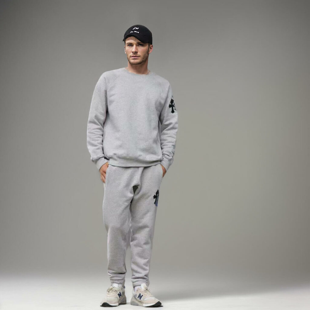 chrome hearts leather cross patch sweatshirt