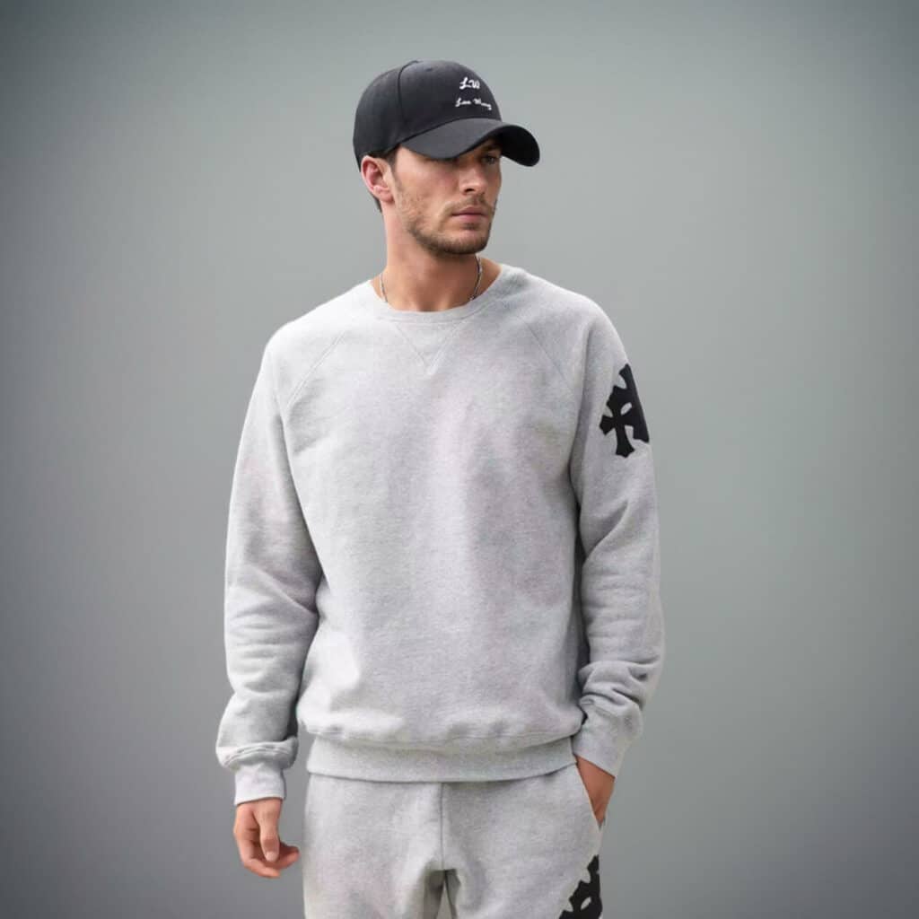 chrome hearts leather cross patch sweatshirt