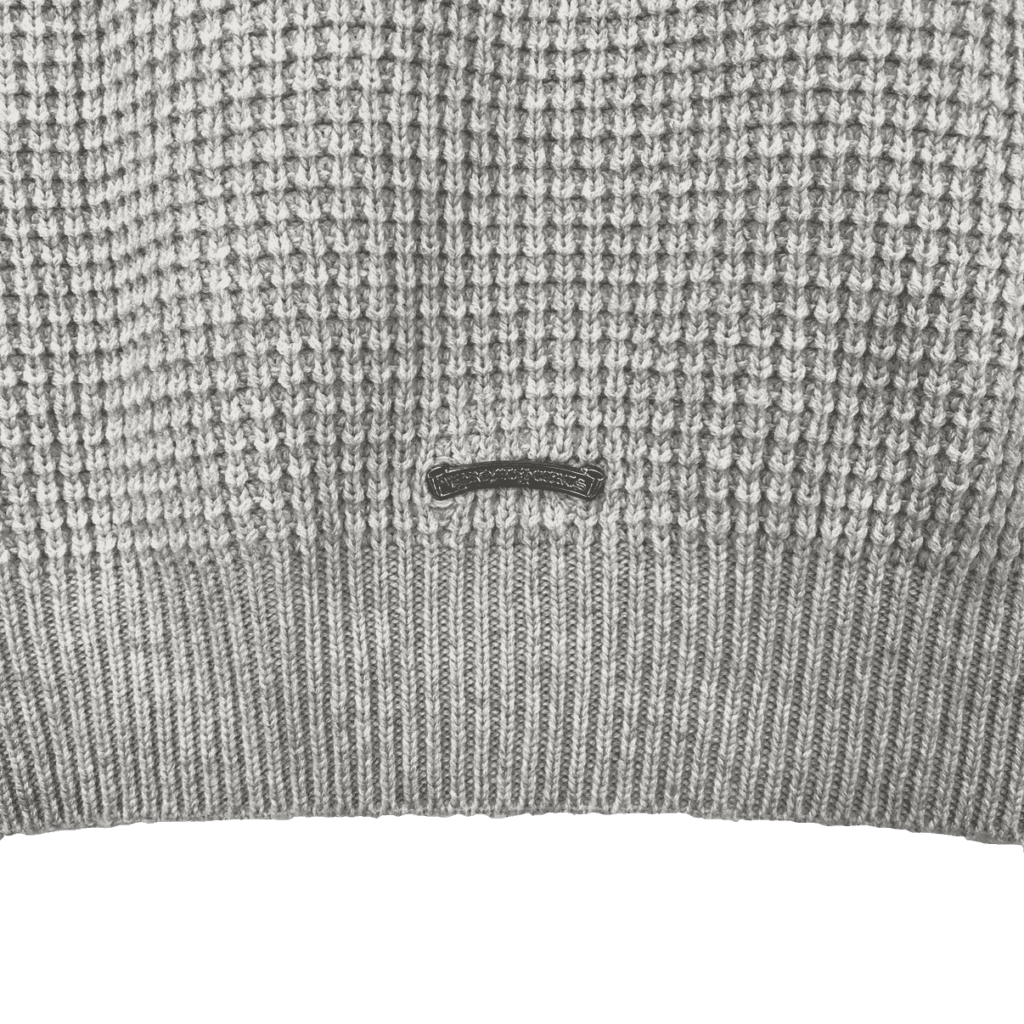Chrome Hearts Leather Cross Patch Cashmere Sweater (Grey)