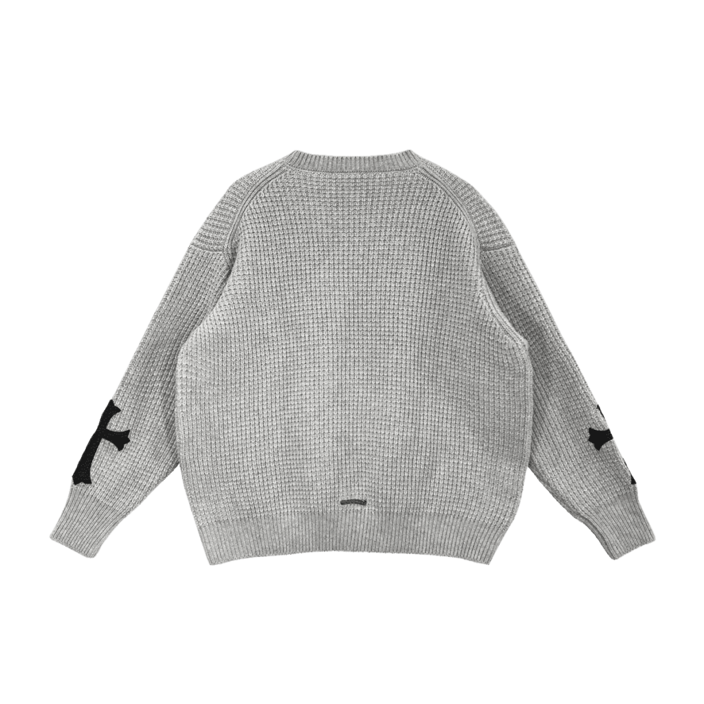 Chrome Hearts Leather Cross Patch Cashmere Sweater (Grey)