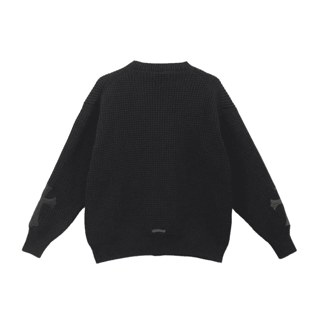 Chrome Hearts Leather Cross Patch Cashmere Sweater (Black)