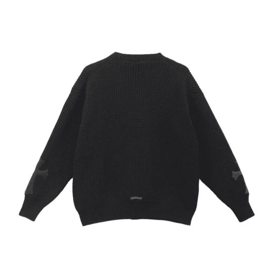 Chrome Hearts Leather Cross Patch Cashmere Sweater (Black)
